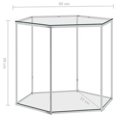 vidaXL Sohvapöytä hopea 60x53x50 cm ruostumaton teräs ja lasi hinta ja tiedot | Sohvapöydät | hobbyhall.fi