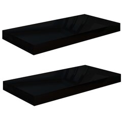 vidaXL Kelluvat seinähyllyt 2 kpl korkeakiilto musta 50x23x3,8 cm MDF hinta ja tiedot | Hyllyt | hobbyhall.fi