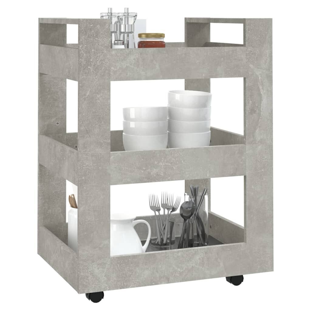 vidaXL Keittiövaunu betoninharmaa 60x45x80 cm tekninen puu hinta ja tiedot | Hyllyt | hobbyhall.fi