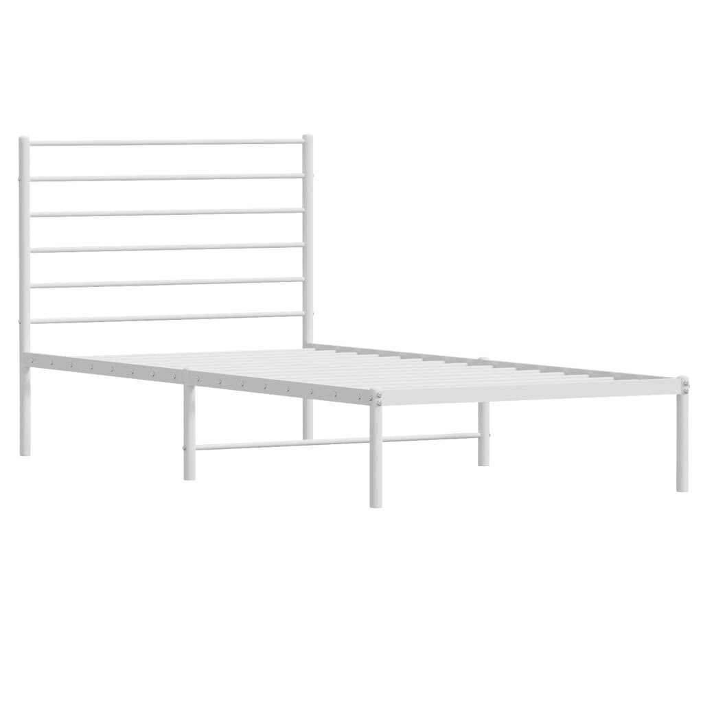 vidaXL Metallinen sängynrunko päädyllä valkoinen 107x203 cm hinta ja tiedot | Sängyt | hobbyhall.fi