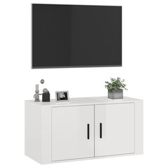 vidaXL Seinäkiinnitettävä TV-taso korkeakiilto valkoinen 80x34,5x40 cm hinta ja tiedot | TV-tasot | hobbyhall.fi