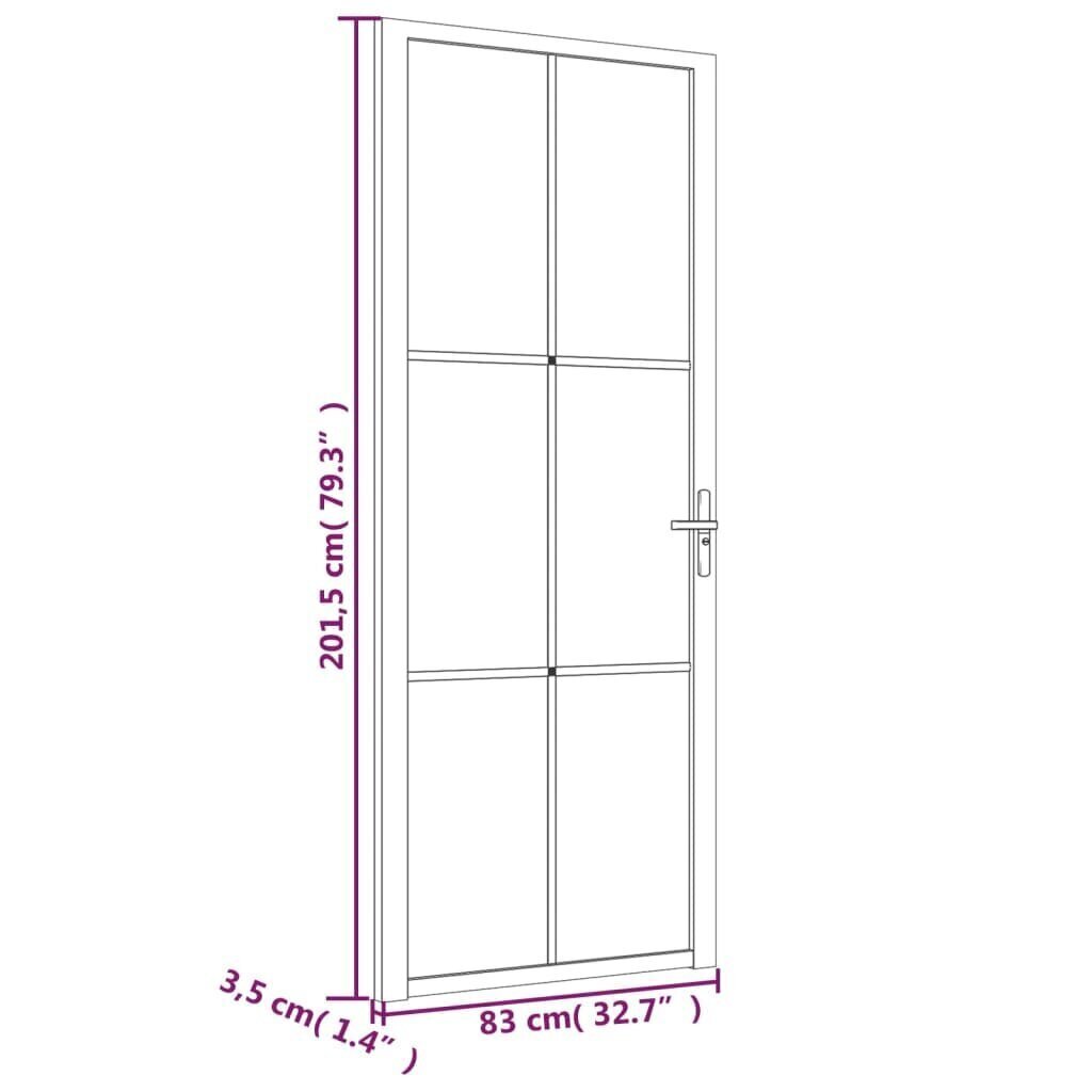 vidaXL Sisäovi 83x201,5 cm musta ESG-lasi ja alumiini hinta ja tiedot | Sisäovet | hobbyhall.fi