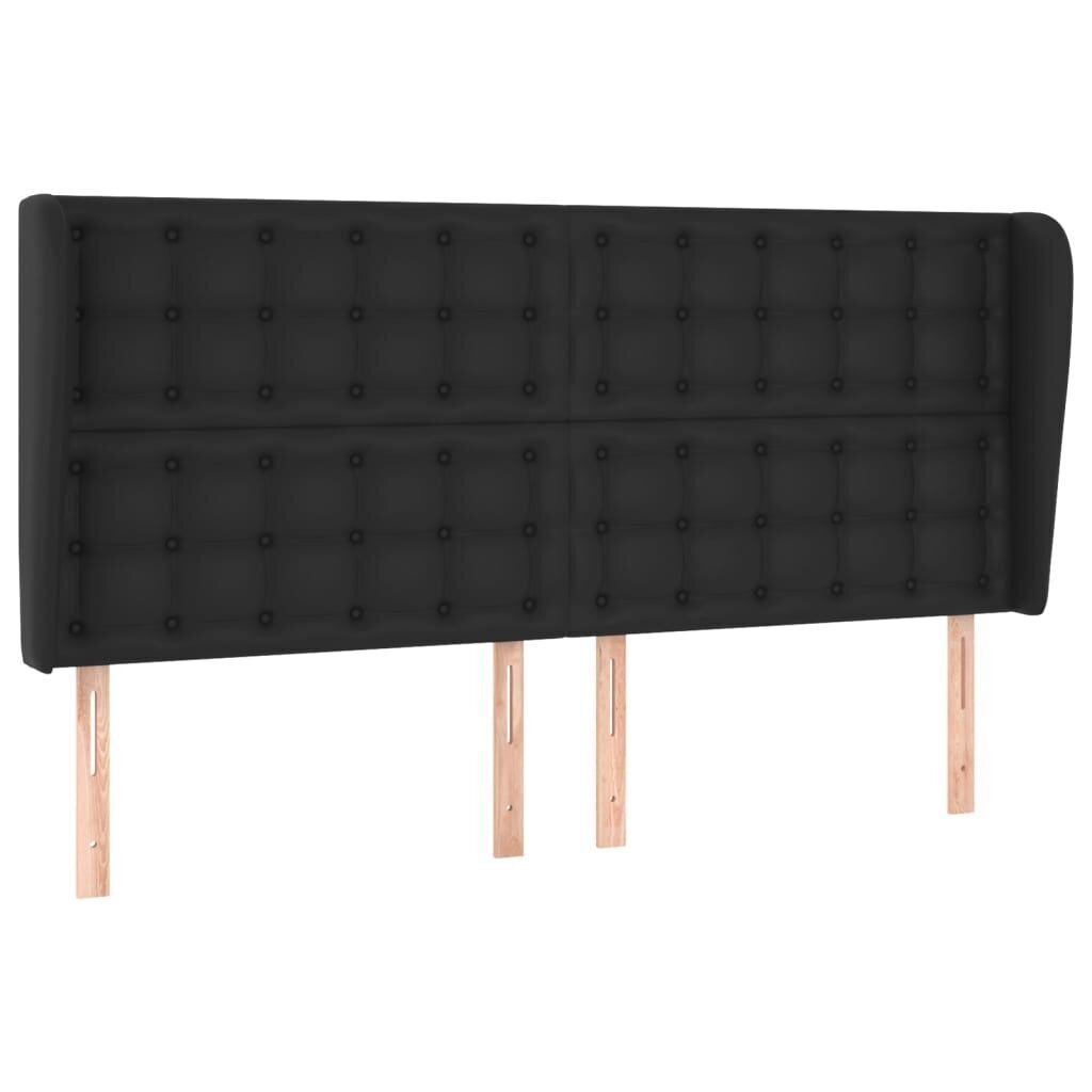 vidaXL pääty korvilla, musta, 183x23x118/128cm, tekonahkaa hinta ja tiedot | Sängyt | hobbyhall.fi