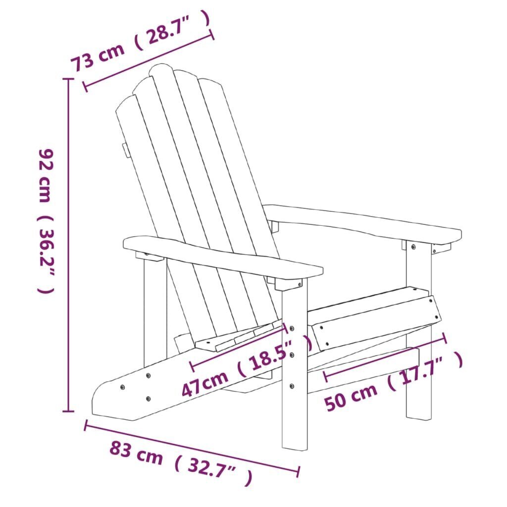 vidaXL Adirondack puutarhatuolit 2 kpl HDPE valkoinen hinta ja tiedot | Puutarhatuolit | hobbyhall.fi