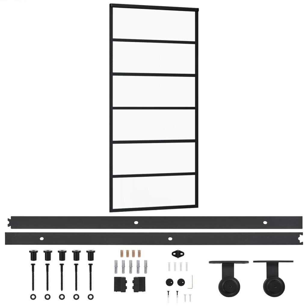 vidaXL Liukuovi asennustarvikkeilla ESG lasi ja alumiini 90x205 cm hinta ja tiedot | Sisäovet | hobbyhall.fi