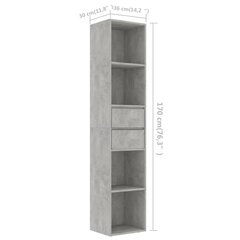 vidaXL Kirjahylly betoninharmaa 36x30x171 cm lastulevy hinta ja tiedot | Hyllyt | hobbyhall.fi