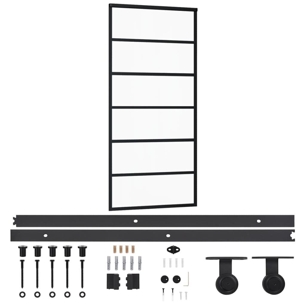 vidaXL Liukuovi asennustarvikkeilla ESG lasi ja alumiini 90x205 cm hinta ja tiedot | Sisäovet | hobbyhall.fi