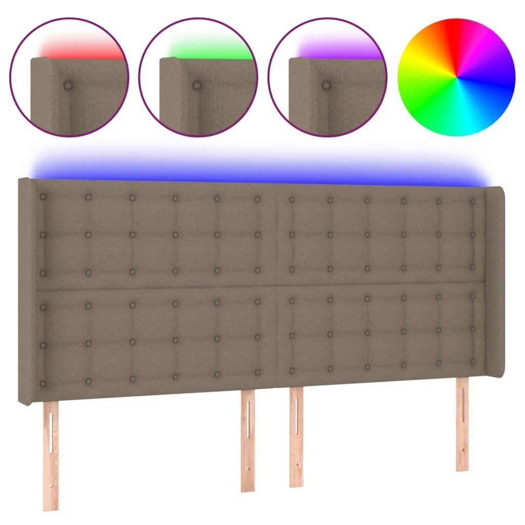 Sängynpäädy LED-valolla, kangas, 183x16x118/128cm, taupe väri hinta ja tiedot | Sängyt | hobbyhall.fi