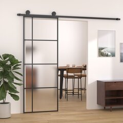 vidaXL Liukuovi ESG-huurrelasi ja alumiini 76x205 cm musta hinta ja tiedot | Sisäovet | hobbyhall.fi