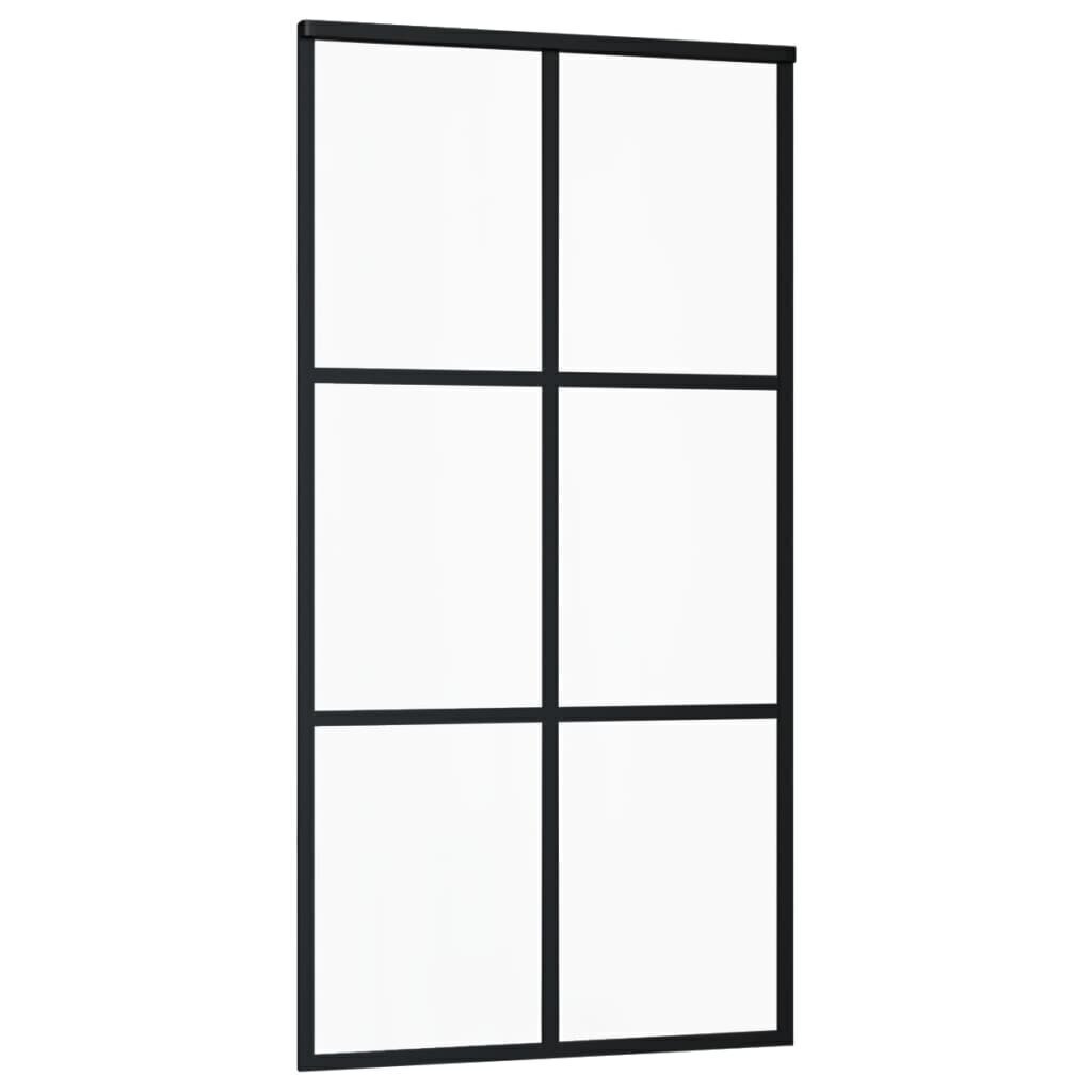 vidaXL Liukuovi ESG-lasi ja alumiini 102x205 cm musta hinta ja tiedot | Sisäovet | hobbyhall.fi