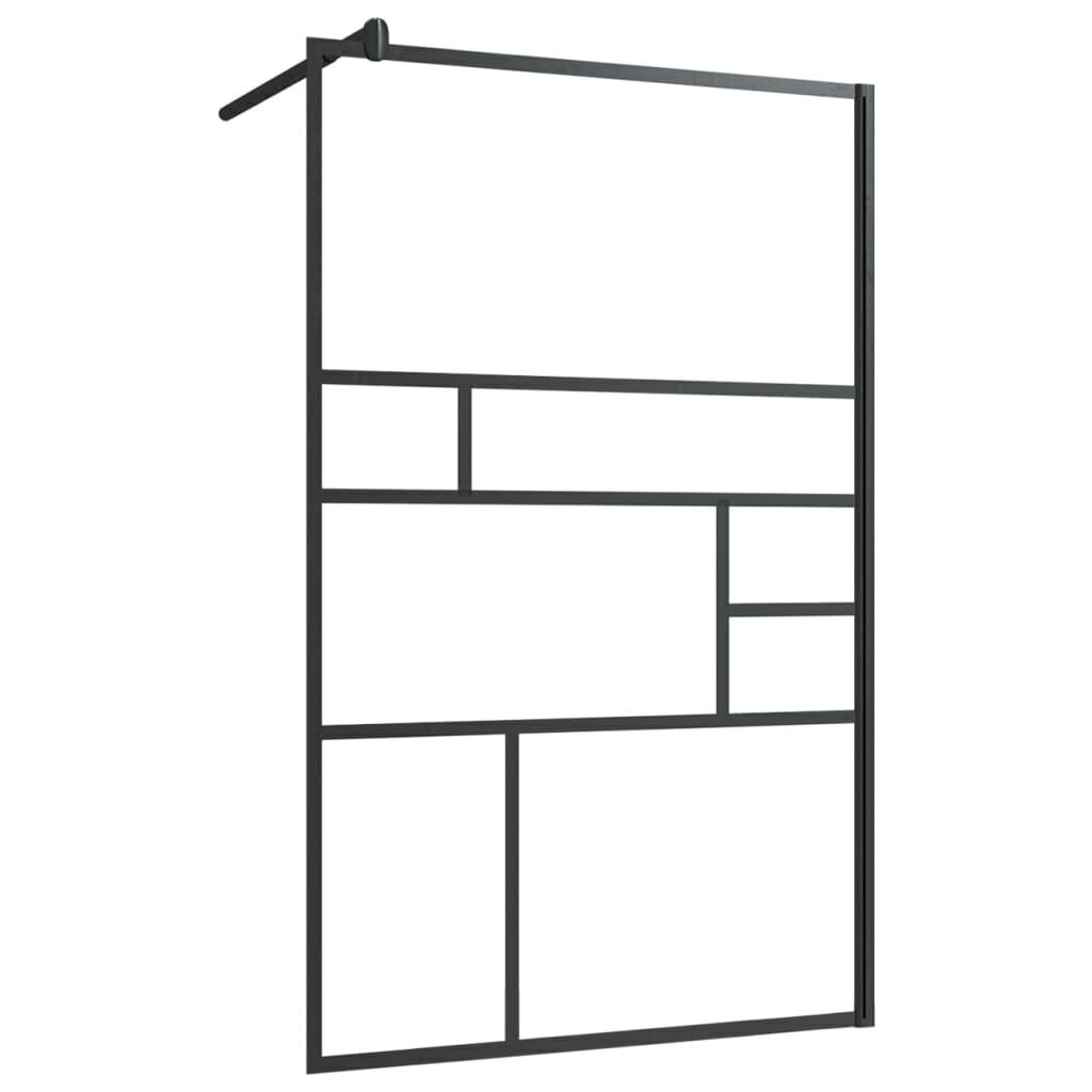 vidaXL Walk-in suihkun seinäke kirkas ESG-lasi 100x195 cm musta hinta ja tiedot | Suihkuseinät ja -ovet | hobbyhall.fi