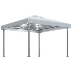 vidaXL Huvimaja LED-valonauhoilla 300x300 cm kerma alumiini hinta ja tiedot | Puutarhapaviljongit | hobbyhall.fi