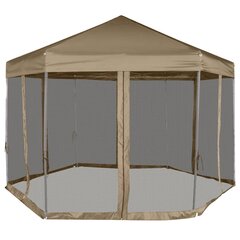 vidaXL Kuusikulmainen pop-up katos sivuseinillä 3,6x3,1m Taupe 220g/m² hinta ja tiedot | Puutarhapaviljongit | hobbyhall.fi