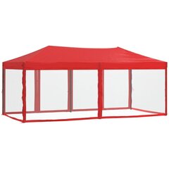 vidaXL Kokoontaittuva juhlateltta sivuseinillä punainen 3x6 m hinta ja tiedot | Puutarhapaviljongit | hobbyhall.fi