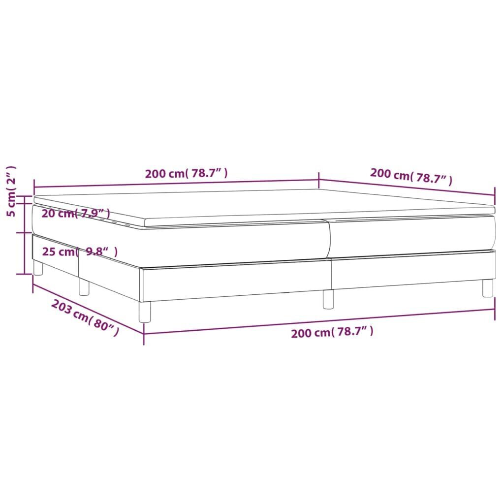 vidaXL Sänky jousilla ja patjalla, sininen, 200x200 cm, sametti hinta ja tiedot | Sängyt | hobbyhall.fi