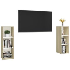 vidaXL TV-tasot 2 kpl valkoinen/Sonoma-tammi 107x35x37 cm lastulevy hinta ja tiedot | TV-tasot | hobbyhall.fi