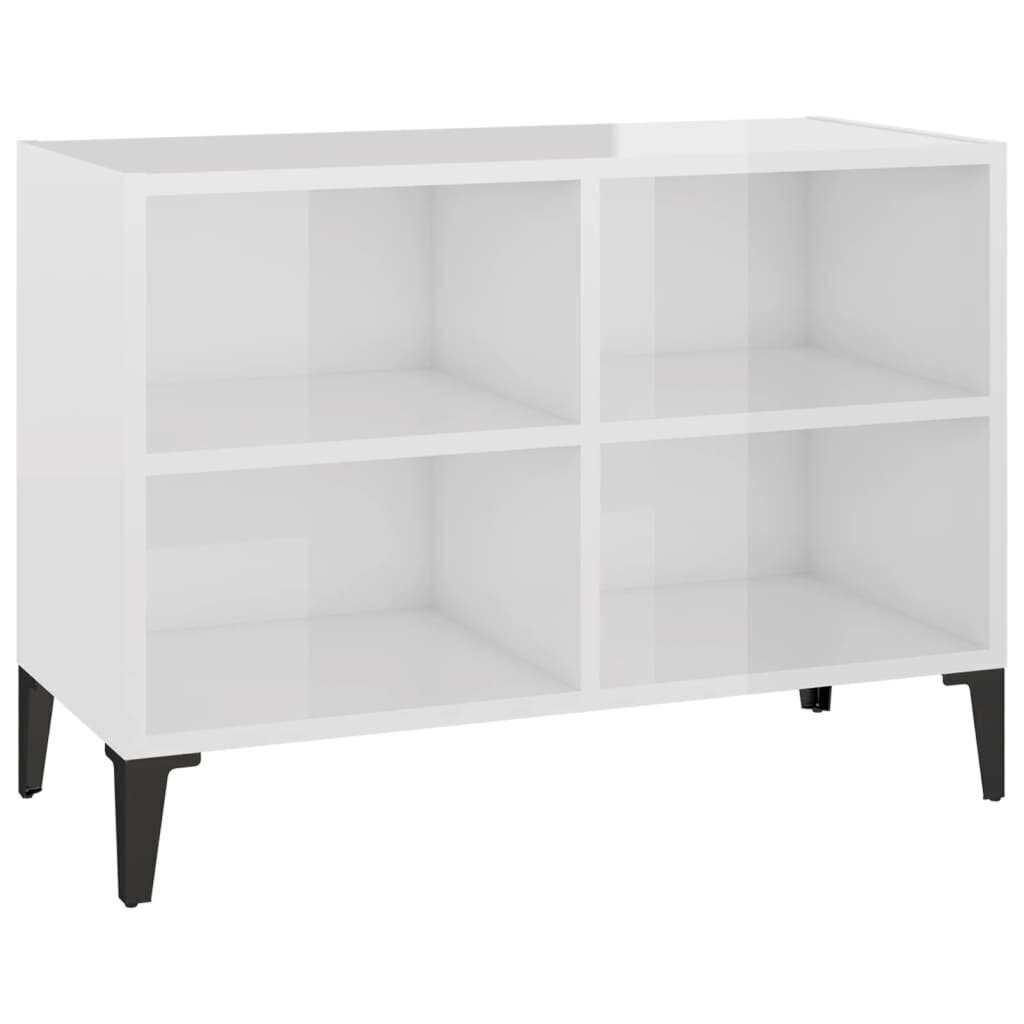 vidaXL TV-taso metallijaloilla korkeakiilto valkoinen 69,5x30x50 cm hinta ja tiedot | TV-tasot | hobbyhall.fi