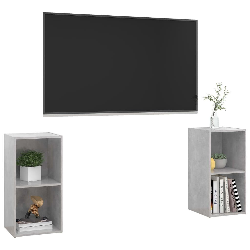 vidaXL TV-tasot 2 kpl betoninharmaa 72x35x36,5 cm lastulevy hinta ja tiedot | TV-tasot | hobbyhall.fi