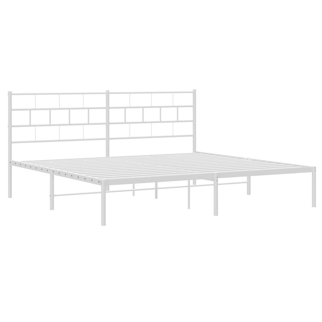 vidaXL Metallinen sängynrunko päädyllä valkoinen 200x200 cm hinta ja tiedot | Sängyt | hobbyhall.fi