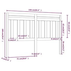 vidaXL Sängynpääty, harmaa, 156x4x100 cm, täysi mänty hinta ja tiedot | Sängyt | hobbyhall.fi