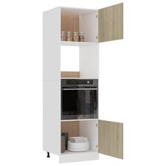 vidaXL Mikroaaltouunin kaappi Sonoma-tammi 60x57x207 cm lastulevy hinta ja tiedot | Keittiön kaapit | hobbyhall.fi