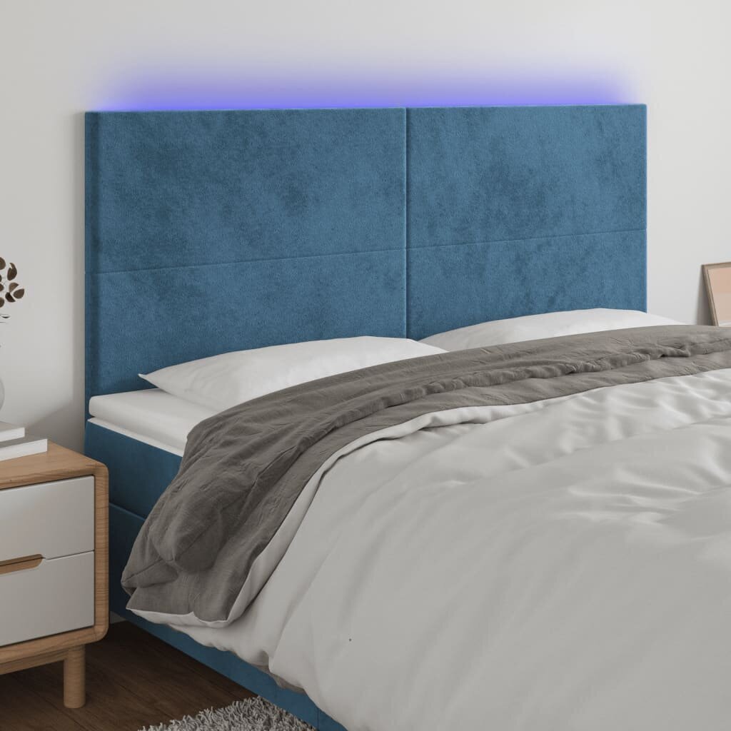 Sängynpäädy LEDillä, tummansininen, 180x5x118/128cm hinta ja tiedot | Sängyt | hobbyhall.fi