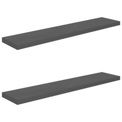 vidaXL Kelluvat seinähyllyt 2kpl kork.kiilto harmaa 120x23,5x3,8cm MDF hinta ja tiedot | Hyllyt | hobbyhall.fi