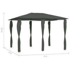 vidaXL Huvimaja sivuseinillä 3x4x2,6 m antrasiitti 160 g/m² hinta ja tiedot | Puutarhapaviljongit | hobbyhall.fi