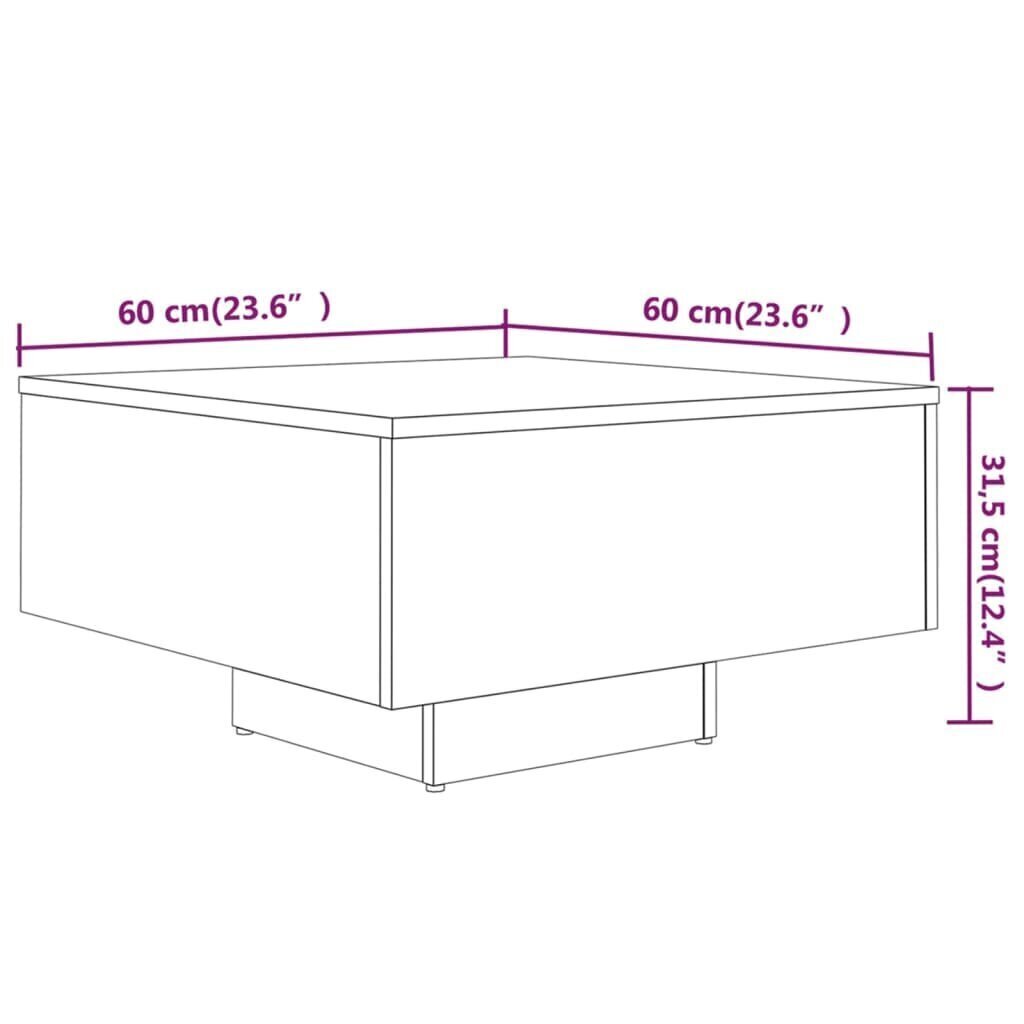 vidaXL Sohvapöytä harmaa Sonoma 60x60x31,5 cm tekninen puu hinta ja tiedot | Sohvapöydät | hobbyhall.fi