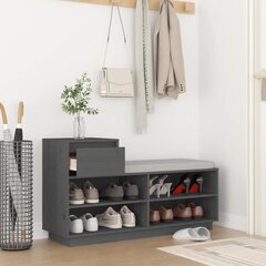 vidaXL Kenkäkaappi harmaa 110x34x61 cm täysi mänty hinta ja tiedot | Kenkäkaapit ja -hyllyt | hobbyhall.fi