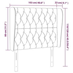 vidaXL pääty korvilla, tummanvihreä, 103x23x118/128cm, sametti hinta ja tiedot | Sängyt | hobbyhall.fi