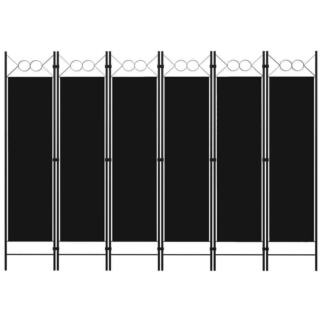 vidaXL 6-Paneelinen tilanjakaja 240x180 cm musta hinta ja tiedot | Sermit ja tilanjakajat | hobbyhall.fi