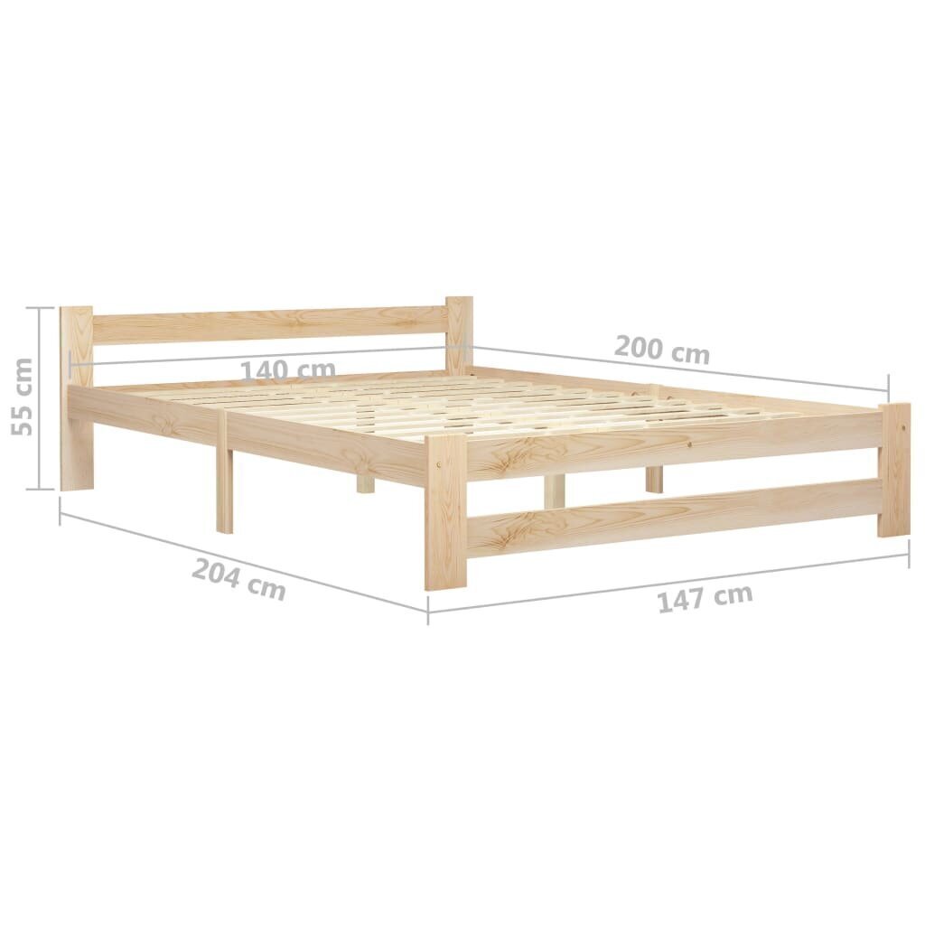 vidaXL Sängynrunko täysi mänty 140x200 cm hinta ja tiedot | Sängyt | hobbyhall.fi