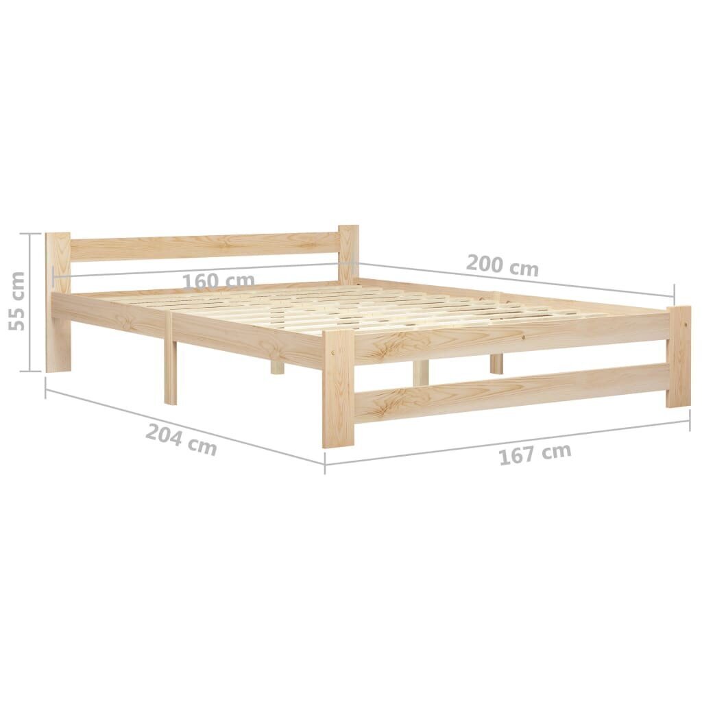 vidaXL Sängynrunko täysi mänty 160x200 cm hinta ja tiedot | Sängyt | hobbyhall.fi