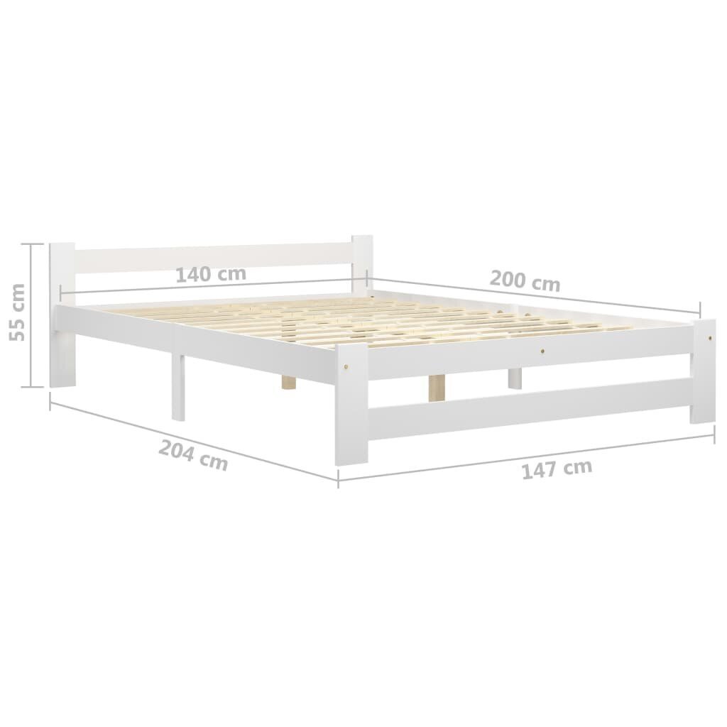 vidaXL Sängynrunko valkoinen täysi mänty 140x200 cm hinta ja tiedot | Sängyt | hobbyhall.fi