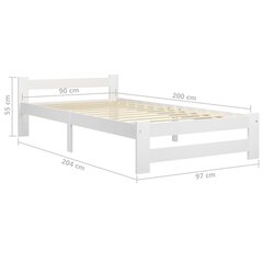 vidaXL Sängynrunko valkoinen täysi mänty 90x200 cm hinta ja tiedot | Sängyt | hobbyhall.fi