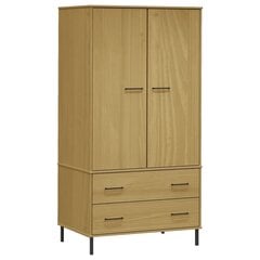 vidaXL Vaatekaappi metallijaloilla ruskea 90x55x172,5 cm täyspuu OSLO hinta ja tiedot | Kaapit | hobbyhall.fi