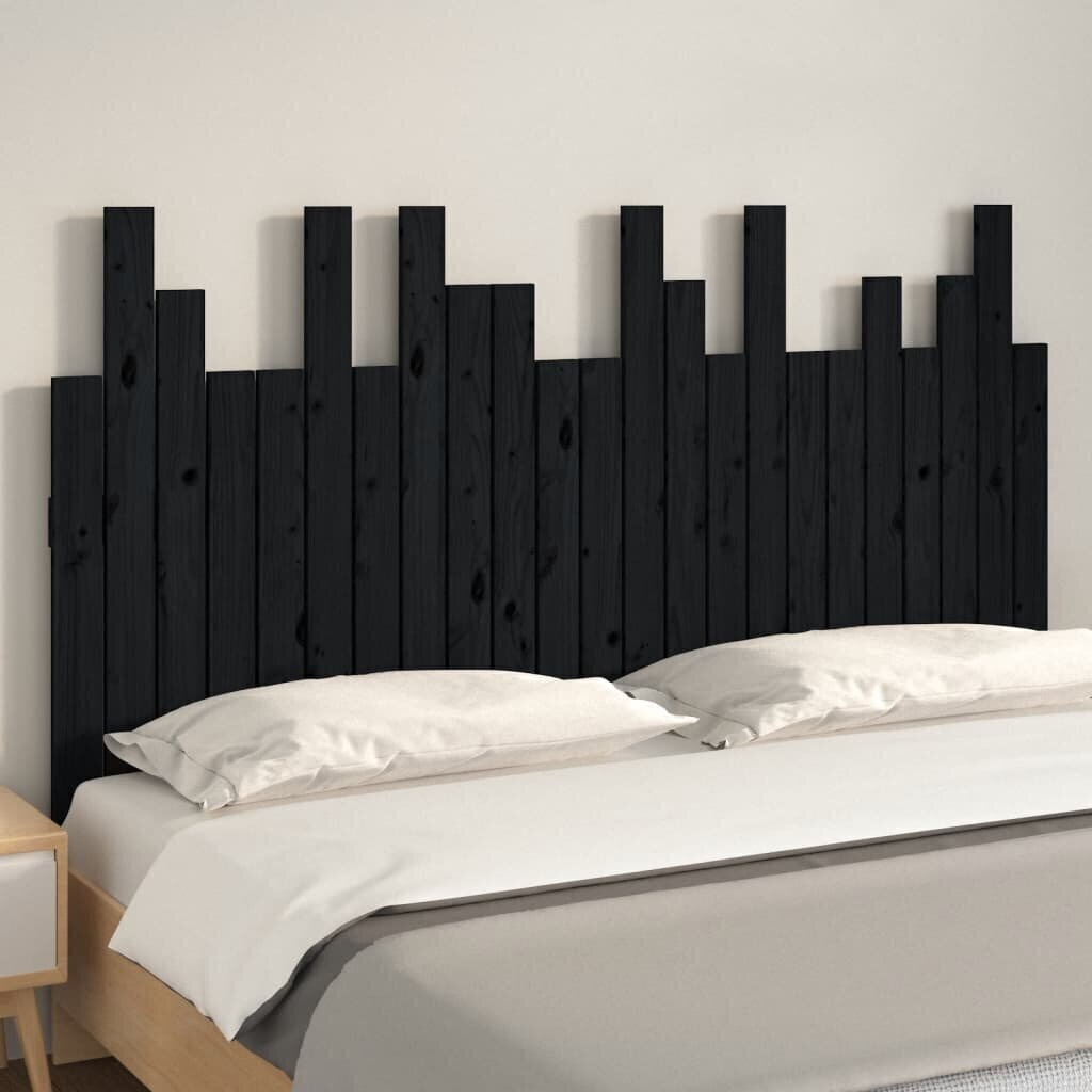 vidaXL Sängynpääty seinälle musta 146,5x3x80 cm täysi mänty hinta ja tiedot | Sängyt | hobbyhall.fi