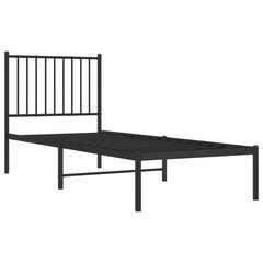 vidaXL Metallinen sängynrunko päädyllä musta 75x190 cm hinta ja tiedot | Sängyt | hobbyhall.fi