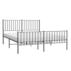 vidaXL Metallinen sängynrunko päädyillä musta 135x190 cm hinta ja tiedot | Sängyt | hobbyhall.fi