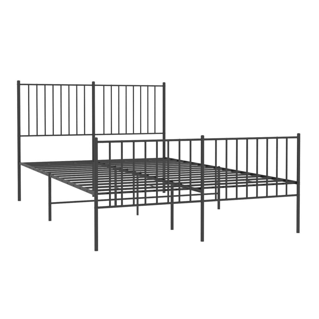 vidaXL Metallinen sängynrunko päädyillä musta 135x190 cm hinta ja tiedot | Sängyt | hobbyhall.fi