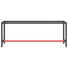 vidaXL Työpenkin runko mattamusta ja -punainen 210x50x79 cm metalli hinta ja tiedot | Jalat huonekaluihin | hobbyhall.fi