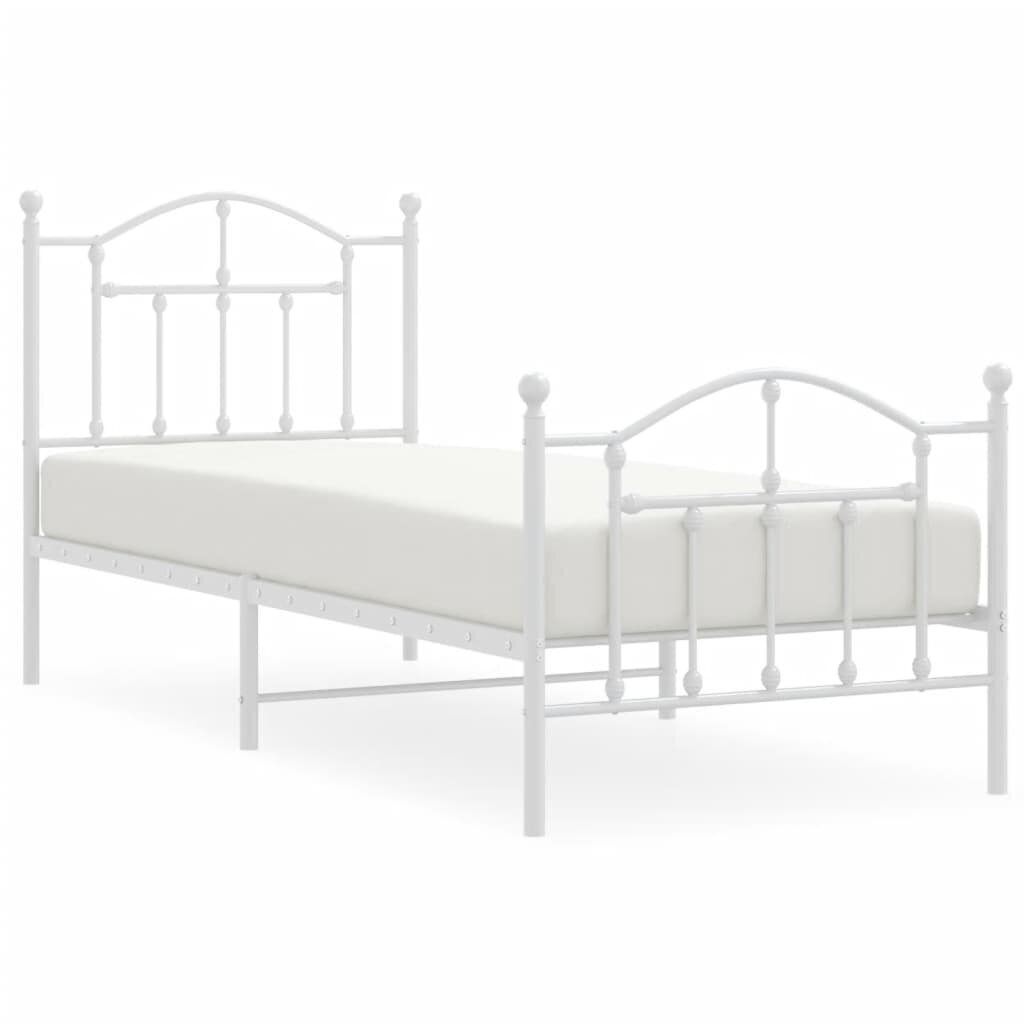 vidaXL Metallinen sängynrunko päädyillä valkoinen 80x200 cm hinta ja tiedot | Sängyt | hobbyhall.fi