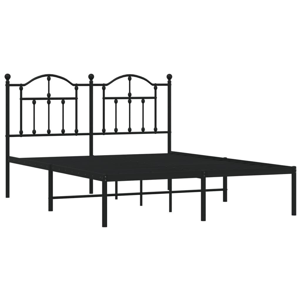 vidaXL Metallinen sängynrunko päädyllä musta 150x200 cm hinta ja tiedot | Sängyt | hobbyhall.fi