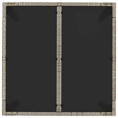 vidaXL Puutarhapöytä lasilevyllä harmaa 90x90x75 cm polyrottinki hinta ja tiedot | Puutarhapöydät | hobbyhall.fi