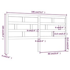 vidaXL Sängynpääty valkoinen 186x4x100 cm täysi mänty hinta ja tiedot | Sängyt | hobbyhall.fi