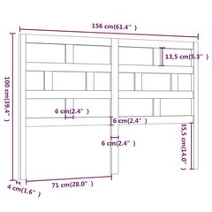 vidaXL Sängynpääty musta 156x4x100 cm täysi mänty hinta ja tiedot | Sängyt | hobbyhall.fi