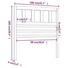 vidaXL Sängynpääty musta 106x4x100 cm täysi mänty hinta ja tiedot | Sängyt | hobbyhall.fi