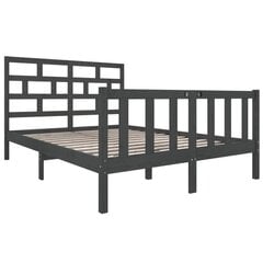 vidaXL Sängynrunko harmaa täysi mänty 135x190 cm 4FT6 Double hinta ja tiedot | Sängyt | hobbyhall.fi