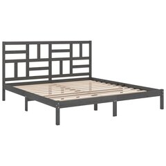 vidaXL Sängynrunko harmaa täysi puu 200x200 cm hinta ja tiedot | Sängyt | hobbyhall.fi